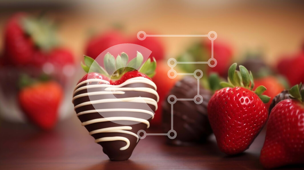 Σετ των 2 Intra Συλλεκτικό Ξύλινο Παζλ Plywood  4mm - Φράουλες σε σχήμα καρδιάς καλυμμένες με σοκολάτα Σε Ξύλινο Κουτί - Διαστάσεις: 10x10 cm – 25 κομμάτια