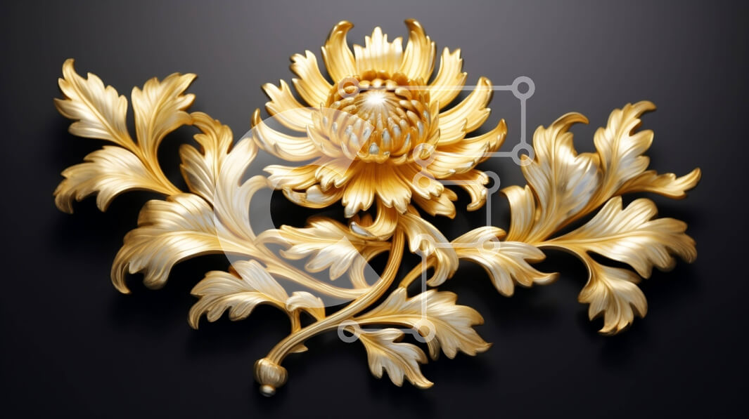 Intra Συλλεκτικό Ξύλινο Παζλ Plywood  4mm - Περίτεχνο χρυσό λουλούδι σε μαύρο φόντο Σε Ξύλινο Κουτί - Διαστάσεις Puzzle: 10x10 cm – 25 κομμάτια