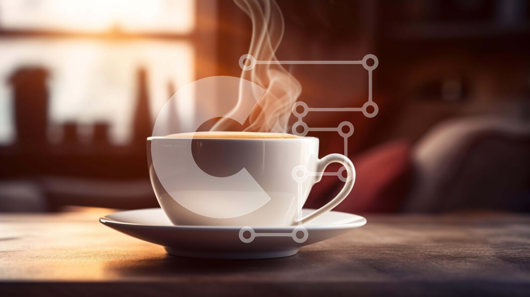 Σετ των 2 Intra Συλλεκτικό Ξύλινο Παζλ Plywood  4mm - Λευκό φλιτζάνι καφέ με ατμό και πιατάκι στο τραπέζι Σε Ξύλινο Κουτί - Διαστάσεις: 10x10 cm – 25 κομμάτια