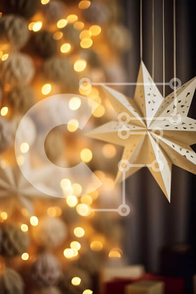 Intra Συλλεκτικό Ξύλινο Παζλ Plywood  4mm - Εορταστικές Χριστουγεννιάτικες διακοσμήσεις που κρέμονται μπροστά από ένα όμορφα φωτισμένο δέντρο Σε Ξύλινο Κουτί - Διαστάσεις: 10x10 cm – 25 κομμάτια