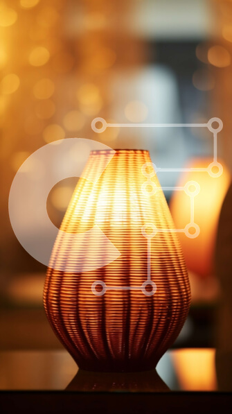 Intra Συλλεκτικό Ξύλινο Παζλ Plywood  4mm - Φωτιστικό μπαμπού σε σκούρο ξύλινο τραπέζι Σε Ξύλινο Κουτί - Διαστάσεις Puzzle: 10x10 cm – 25 κομμάτια