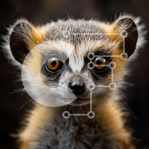 Intra Συλλεκτικό Ξύλινο Παζλ Plywood  4mm - Κοντινή όψη του προσώπου ενός περίεργου λεμούριου Σε Ξύλινο Κουτί - Διαστάσεις: 10x10 cm – 25 κομμάτια