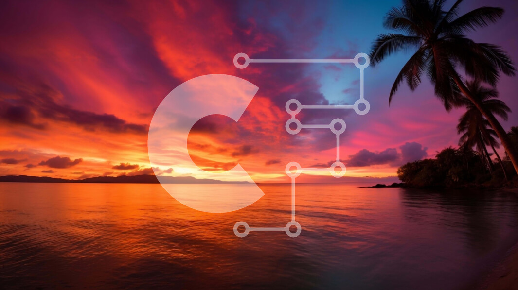 Intra Συλλεκτικό Ξύλινο Παζλ Plywood  4mm - Πολύχρωμο ηλιοβασίλεμα πάνω από τον ωκεανό με τους φοίνικες Σε Ξύλινο Κουτί - Διαστάσεις: 10x10 cm – 25 κομμάτια