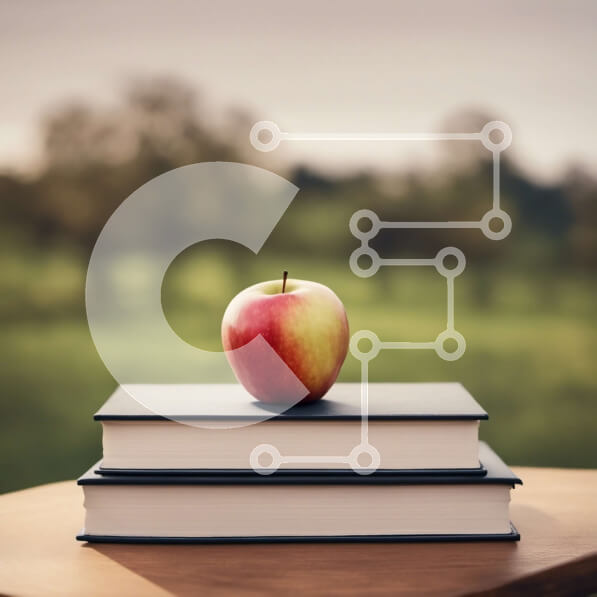 Intra Συλλεκτικό Ξύλινο Παζλ Plywood  4mm - Στοιβαγμένα βιβλία με τη Apple σε ξύλινο τραπέζι Σε Ξύλινο Κουτί - Διαστάσεις Puzzle: 10x10 cm – 25 κομμάτια