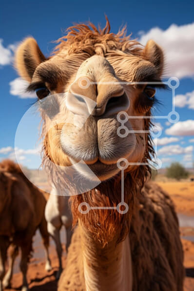 Σετ των 2 Intra Συλλεκτικό Ξύλινο Παζλ Plywood  4mm - Κοντινή εικόνα του προσώπου μιας καμήλας με περίεργα μάτια Σε Ξύλινο Κουτί - Διαστάσεις: 10x10 cm – 25 κομμάτια