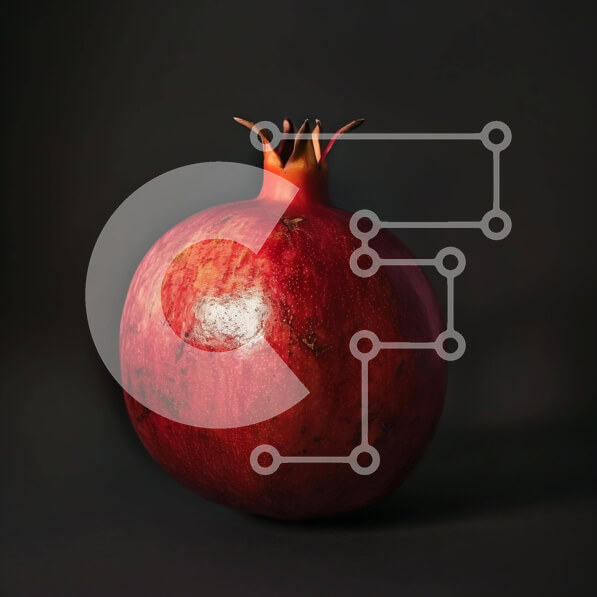 Σετ των 2 Intra Συλλεκτικό Ξύλινο Παζλ Plywood  4mm - Φρέσκο ​​κόκκινο ρόδι σε μαύρο φόντο Σε Ξύλινο Κουτί - Διαστάσεις: 10x10 cm – 25 κομμάτια