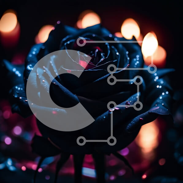 Intra Συλλεκτικό Ξύλινο Παζλ Plywood  4mm - Όμορφη εικόνα ενός μαύρου τριαντάφυλλου με σταγόνες νερού και αναμμένα κεριά Σε Ξύλινο Κουτί - Διαστάσεις: 10x10 cm – 25 κομμάτια