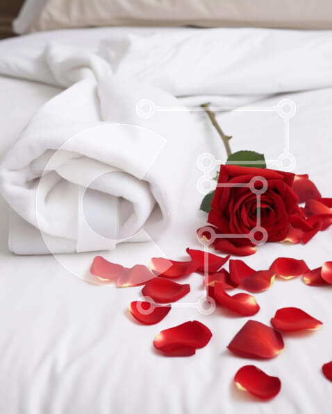 Intra Συλλεκτικό Ξύλινο Παζλ Plywood  4mm - Ρομαντικό λευκό κρεβάτι με ροδοπέταλα Σε Ξύλινο Κουτί - Διαστάσεις Puzzle: 10x10 cm – 25 κομμάτια