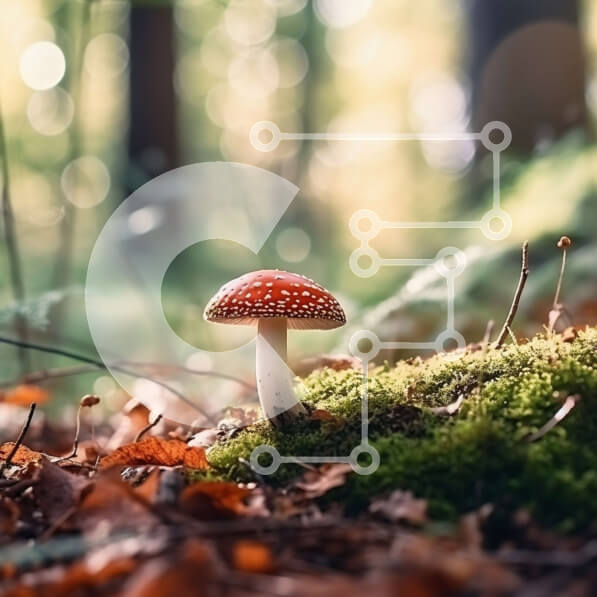 Intra Συλλεκτικό Ξύλινο Παζλ Plywood  4mm - Όμορφη εικόνα ενός μανιταριού σε ένα ξέφωτο δάσους Σε Ξύλινο Κουτί - Διαστάσεις: 10x10 cm – 25 κομμάτια