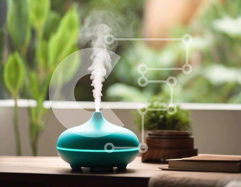 Intra Συλλεκτικό Ξύλινο Παζλ Plywood  4mm - Μπλε Υγραντήρας με Steam και Book Σε Ξύλινο Κουτί - Διαστάσεις Puzzle: 10x10 cm – 25 κομμάτια