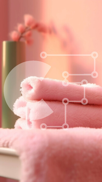 Intra Συλλεκτικό Ξύλινο Παζλ Plywood  4mm - Τακτοποιημένα διπλωμένη ροζ πετσέτα και τριαντάφυλλο σε λευκό τραπέζι σε ένα ροζ μπάνιο Σε Ξύλινο Κουτί - Διαστάσεις Puzzle: 10x10 cm – 25 κομμάτια