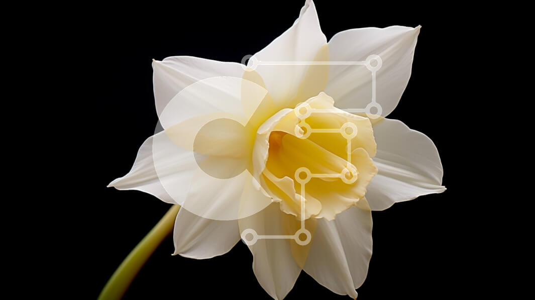 Intra Συλλεκτικό Ξύλινο Παζλ Plywood  4mm - Κοντινό πλάνο ενός ανθισμένου λευκού λουλουδιού σε μαύρο φόντο Σε Ξύλινο Κουτί - Διαστάσεις: 10x10 cm – 25 κομμάτια