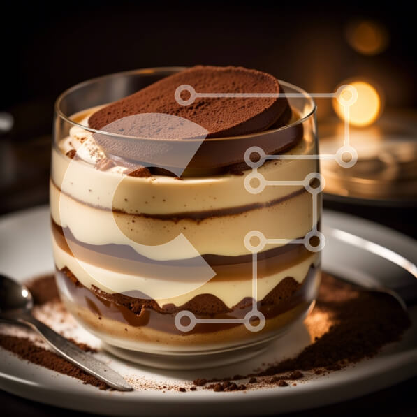 Σετ των 2 Intra Συλλεκτικό Ξύλινο Παζλ Plywood  4mm - Decadent επιδόρπιο πουτίγκας σοκολάτας και βανίλιας με σαντιγί και τρίμματα σοκολάτας Σε Ξύλινο Κουτί - Διαστάσεις: 10x10 cm – 25 κομμάτια