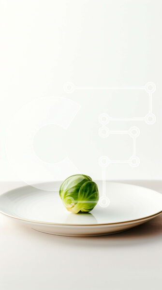 Intra Συλλεκτικό Ξύλινο Παζλ Plywood  4mm - Ενιαία λαχανάκια Βρυξελλών σε ένα λευκό πιάτο Σε Ξύλινο Κουτί - Διαστάσεις: 10x10 cm – 25 κομμάτια