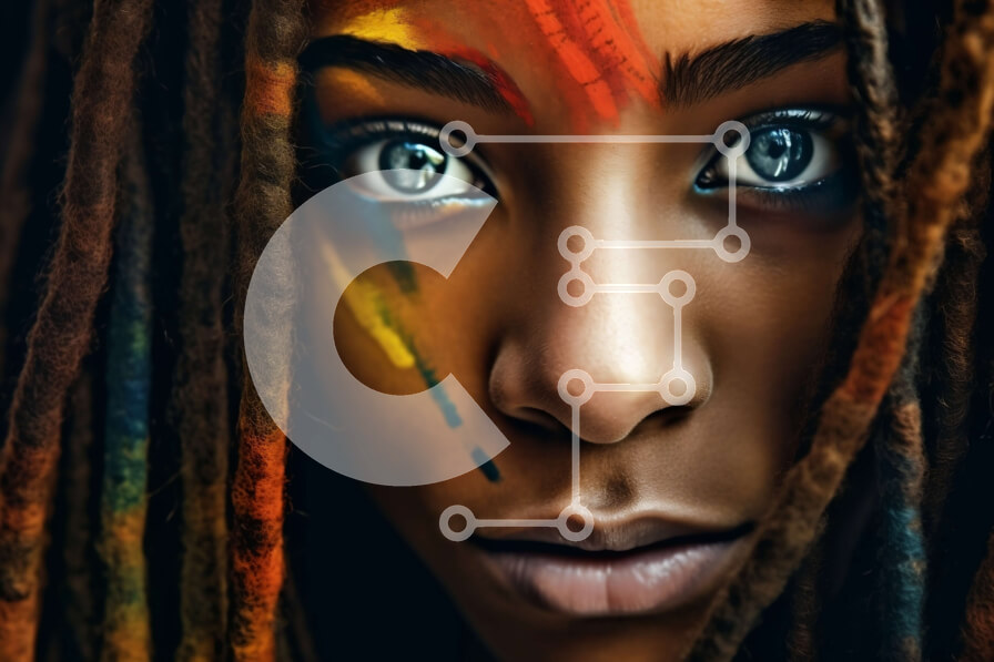 Intra Συλλεκτικό Ξύλινο Παζλ Plywood  4mm - Κοντινό πλάνο πορτρέτο με πολύχρωμο χρώμα προσώπου και dreadlocks Σε Ξύλινο Κουτί - Διαστάσεις Puzzle: 10x10 cm – 25 κομμάτια