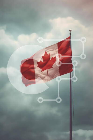 Intra Συλλεκτικό Ξύλινο Παζλ Plywood  4mm - Κόκκινη και λευκή καναδική σημαία ενάντια σε έναν θυελλώδη ουρανό Σε Ξύλινο Κουτί - Διαστάσεις Puzzle: 10x10 cm – 25 κομμάτια