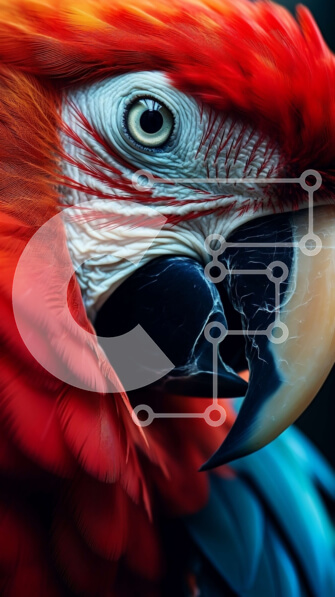 Σετ των 2 Intra Συλλεκτικό Ξύλινο Παζλ Plywood  4mm - Πολύχρωμος παπαγάλος που κοιτάζει απευθείας την κάμερα Σε Ξύλινο Κουτί - Διαστάσεις: 10x10 cm – 25 κομμάτια