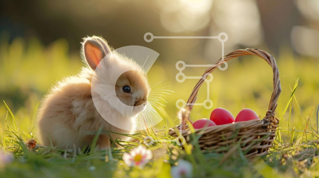 Intra Συλλεκτικό Ξύλινο Παζλ Plywood  4mm - Πασχαλινό λαγουδάκι και αυγά στη χλόη Σε Ξύλινο Κουτί - Διαστάσεις: 10x10 cm – 25 κομμάτια