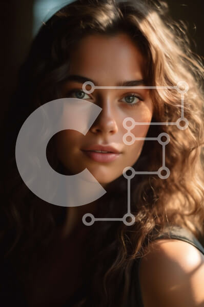 Intra Συλλεκτικό Ξύλινο Παζλ Plywood  4mm - Πορτρέτο μιας νεαρής γυναίκας με σγουρά καστανά μαλλιά και καστανά μάτια Σε Ξύλινο Κουτί - Διαστάσεις Puzzle: 10x10 cm – 25 κομμάτια