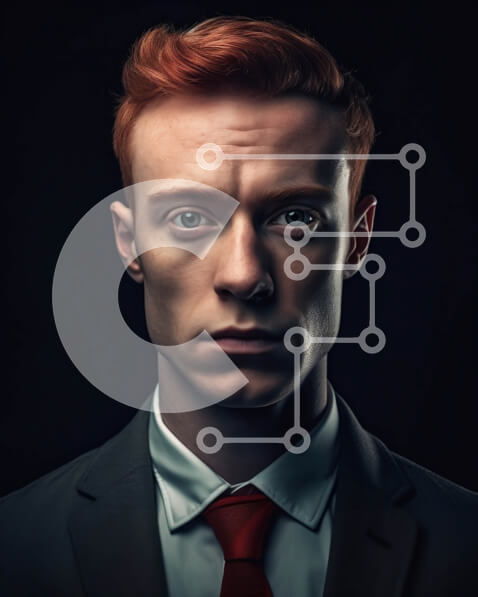 Intra Συλλεκτικό Ξύλινο Παζλ Plywood  4mm - Επαγγελματικό πορτρέτο ενός άνδρα με μαύρο κοστούμι και κόκκινη γραβάτα Σε Ξύλινο Κουτί - Διαστάσεις Puzzle: 10x10 cm – 25 κομμάτια