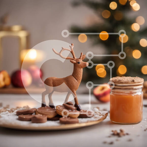 Σετ των 2 Intra Συλλεκτικό Ξύλινο Παζλ Plywood  4mm - Ξύλινο ειδώλιο ελαφιού με φρούτα και μαρμελάδα Σε Ξύλινο Κουτί - Διαστάσεις: 10x10 cm – 25 κομμάτια