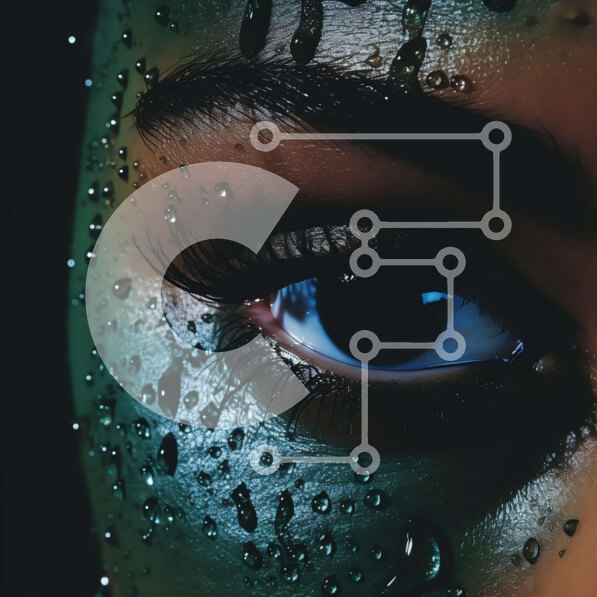 Σετ των 2 Intra Συλλεκτικό Ξύλινο Παζλ Plywood  4mm - Κοντινό πλάνο γυναίκας με μπλε χρώμα στα μάγουλα και το μέτωπο Σε Ξύλινο Κουτί - Διαστάσεις: 10x10 cm – 25 κομμάτια