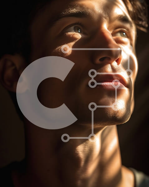 Intra Συλλεκτικό Ξύλινο Παζλ Plywood  4mm - Ασπρόμαυρη κινηματογράφηση σε πρώτο πλάνο του Σοβαρού Ανθρώπου με Τραχιά Γενειάδα Σε Ξύλινο Κουτί - Διαστάσεις Puzzle: 10x10 cm – 25 κομμάτια