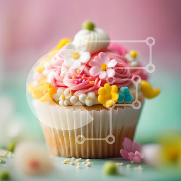 Σετ των 2 Intra Συλλεκτικό Ξύλινο Παζλ Plywood  4mm - Γλυκό και πολύχρωμο Cupcake με Pink Frosting και Sprinkles Σε Ξύλινο Κουτί - Διαστάσεις: 10x10 cm – 25 κομμάτια