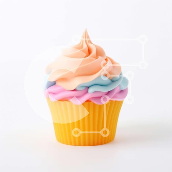 Σετ των 2 Intra Συλλεκτικό Ξύλινο Παζλ Plywood  4mm - Ζωηρόχρωμο cupcake με πάγωμα σε άσπρο φόντο Σε Ξύλινο Κουτί - Διαστάσεις: 10x10 cm – 25 κομμάτια