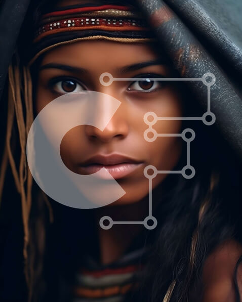 Intra Συλλεκτικό Ξύλινο Παζλ Plywood  4mm - Όμορφη εικόνα μιας γαλήνιας Αφρικανής με παραδοσιακά ρούχα και κόμμωση Σε Ξύλινο Κουτί - Διαστάσεις Puzzle: 10x10 cm – 25 κομμάτια