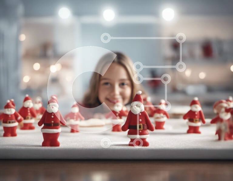 Intra Συλλεκτικό Ξύλινο Παζλ Plywood  4mm - Νεαρό κορίτσι με ειδώλια Άγιου Βασίλη Σε Ξύλινο Κουτί - Διαστάσεις: 10x10 cm – 25 κομμάτια