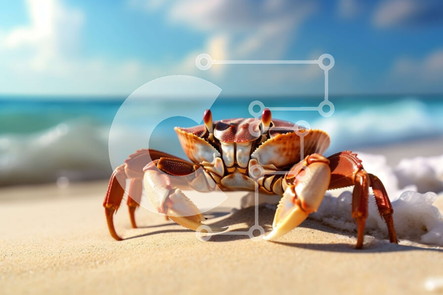 Intra Συλλεκτικό Ξύλινο Παζλ Plywood  4mm - Εκπληκτική εικόνα του καβουριού στη λευκή αμμώδη παραλία Σε Ξύλινο Κουτί - Διαστάσεις: 10x10 cm – 25 κομμάτια