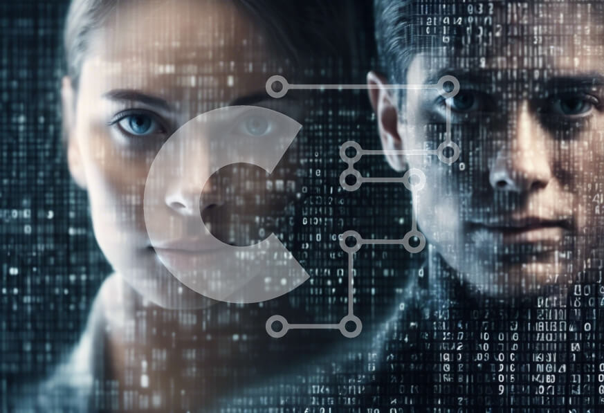 Intra Συλλεκτικό Ξύλινο Παζλ Plywood  4mm - Αφηρημένη εικόνα με τον άνδρα και τη γυναίκα να αντικρίζουν ο ένας τον άλλον Σε Ξύλινο Κουτί - Διαστάσεις Puzzle: 10x10 cm – 25 κομμάτια