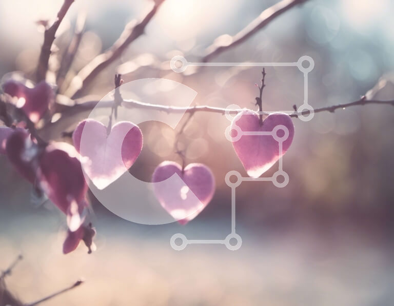 Intra Συλλεκτικό Ξύλινο Παζλ Plywood  4mm - Κλαδί με ροζ λουλούδια σε σχήμα καρδιάς Σε Ξύλινο Κουτί - Διαστάσεις: 10x10 cm – 25 κομμάτια