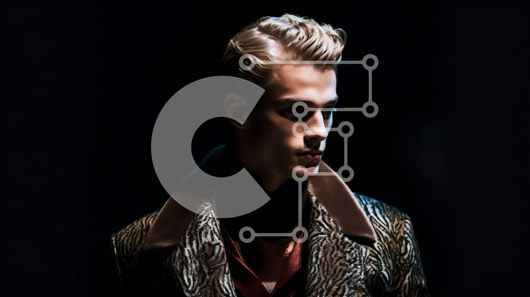 Intra Συλλεκτικό Ξύλινο Παζλ Plywood  4mm - Κομψός άνδρας με σακάκι λεοπάρ στάμπα και τρίχες κουφ Σε Ξύλινο Κουτί - Διαστάσεις Puzzle: 10x10 cm – 25 κομμάτια