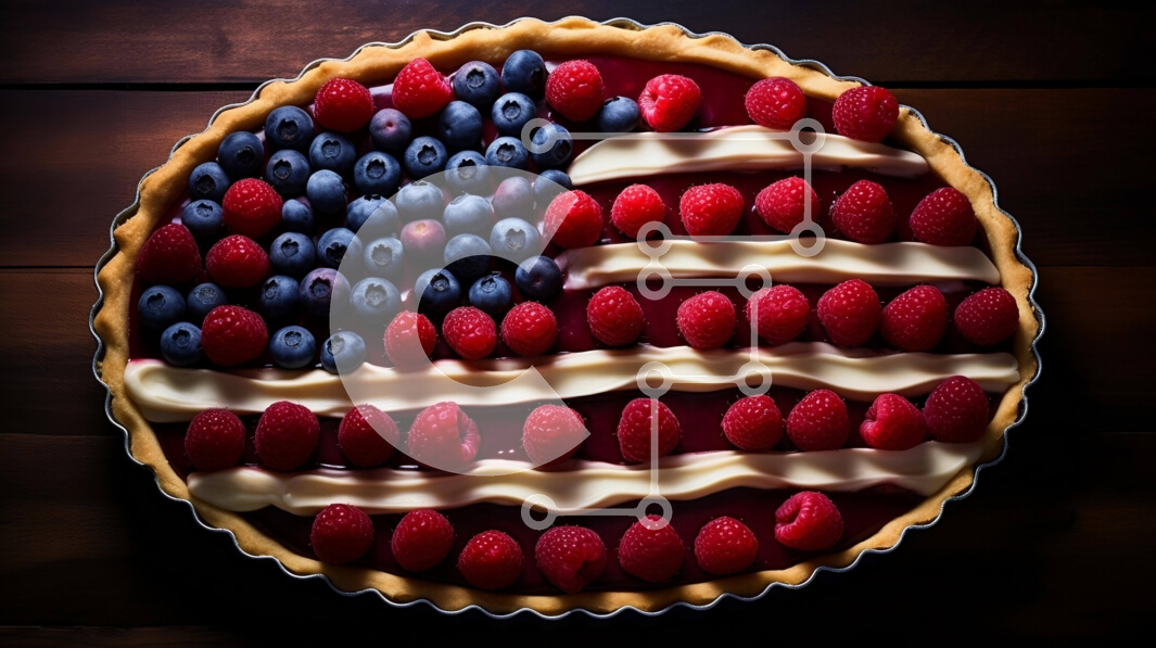 Σετ των 2 Intra Συλλεκτικό Ξύλινο Παζλ Plywood  4mm - Πίτα αμερικανικής σημαίας με μούρα Σε Ξύλινο Κουτί - Διαστάσεις: 10x10 cm – 25 κομμάτια