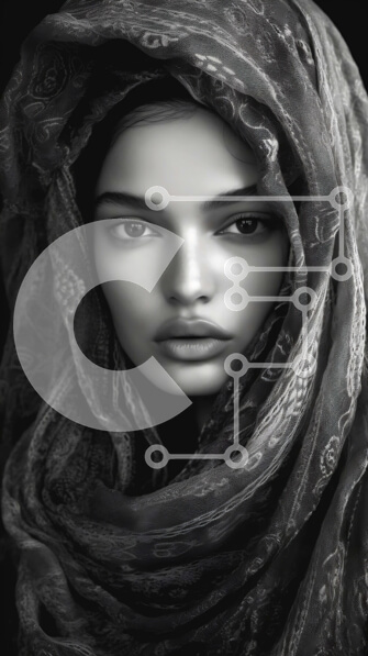 Intra Συλλεκτικό Ξύλινο Παζλ Plywood  4mm - Κομψό κοντινό πλάνο ενός ατόμου με μαύρο κασκόλ Σε Ξύλινο Κουτί - Διαστάσεις Puzzle: 10x10 cm – 25 κομμάτια