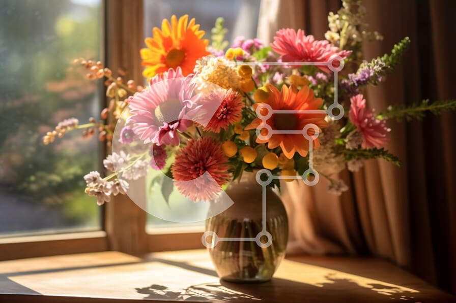 Intra Συλλεκτικό Ξύλινο Παζλ Plywood  4mm - Όμορφη εικόνα με πολύχρωμα λουλούδια μια ηλιόλουστη μέρα Σε Ξύλινο Κουτί - Διαστάσεις: 10x10 cm – 25 κομμάτια