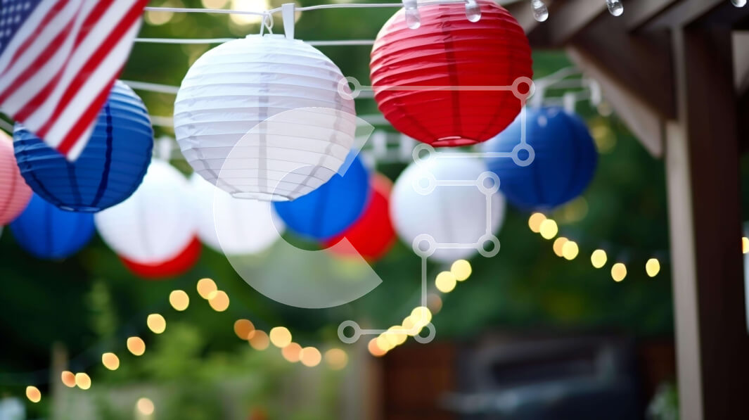 Intra Συλλεκτικό Ξύλινο Παζλ Plywood  4mm - Πατριωτικά διακοσμητικά φαναριών με χάρτινη αμερικανική σημαία Σε Ξύλινο Κουτί - Διαστάσεις: 10x10 cm – 25 κομμάτια