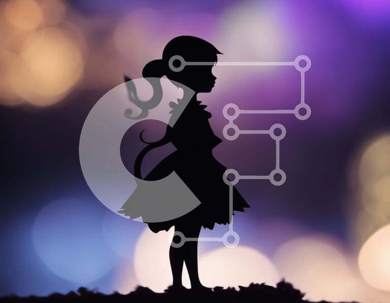 Intra Συλλεκτικό Ξύλινο Παζλ Plywood  4mm - Σιλουέτα ενός κοριτσιού με φόρεμα που στέκεται σε θολό φόντο Σε Ξύλινο Κουτί - Διαστάσεις Puzzle: 10x10 cm – 25 κομμάτια