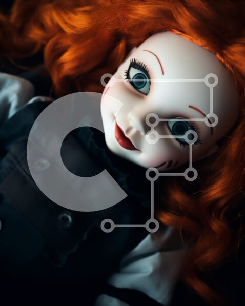 Intra Συλλεκτικό Ξύλινο Παζλ Plywood  4mm - Κοκκινομάλλα κούκλα με μπλε μάτια ξαπλωμένη Σε Ξύλινο Κουτί - Διαστάσεις: 10x10 cm – 25 κομμάτια