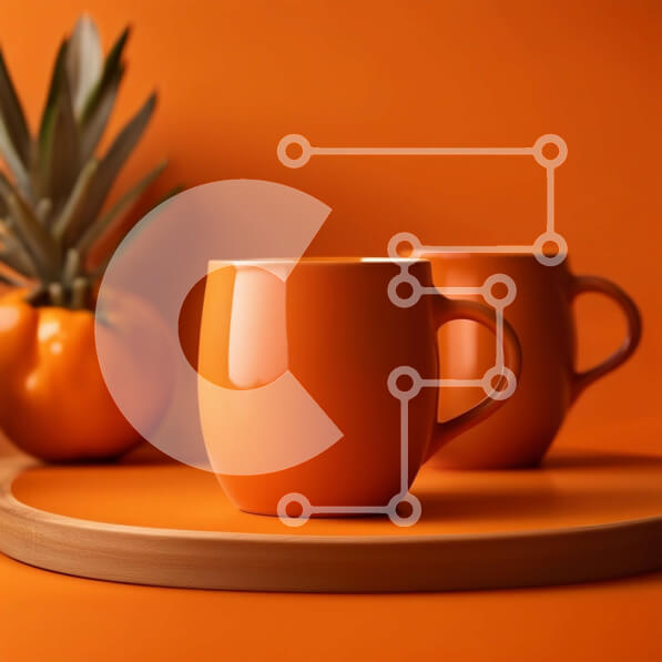 Σετ των 2 Intra Συλλεκτικό Ξύλινο Παζλ Plywood  4mm - Όμορφη εικόνα δύο πορτοκαλί κούπες με ανανά σε έναν ξύλινο δίσκο Σε Ξύλινο Κουτί - Διαστάσεις: 10x10 cm – 25 κομμάτια