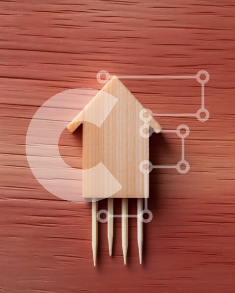 Intra Συλλεκτικό Ξύλινο Παζλ Plywood  4mm - Μικρό ξύλινο σπιτάκι με μυτερή στέγη και καμινάδα Σε Ξύλινο Κουτί - Διαστάσεις Puzzle: 10x10 cm – 25 κομμάτια