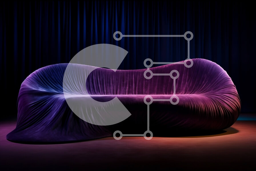 Intra Συλλεκτικό Ξύλινο Παζλ Plywood  4mm - Άνετος και κομψός μωβ καναπές με άτομο που κάθεται πάνω του Σε Ξύλινο Κουτί - Διαστάσεις Puzzle: 10x10 cm – 25 κομμάτια