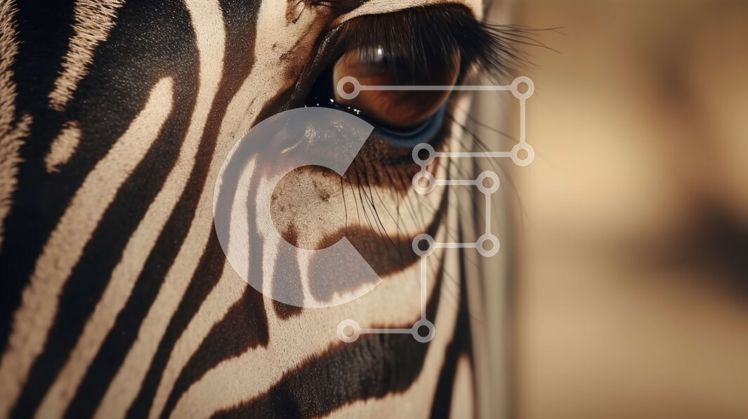 Intra Συλλεκτικό Ξύλινο Παζλ Plywood  4mm - Κοντινή όψη του προσώπου ζέβρας με ασπρόμαυρες ρίγες Σε Ξύλινο Κουτί - Διαστάσεις: 10x10 cm – 25 κομμάτια