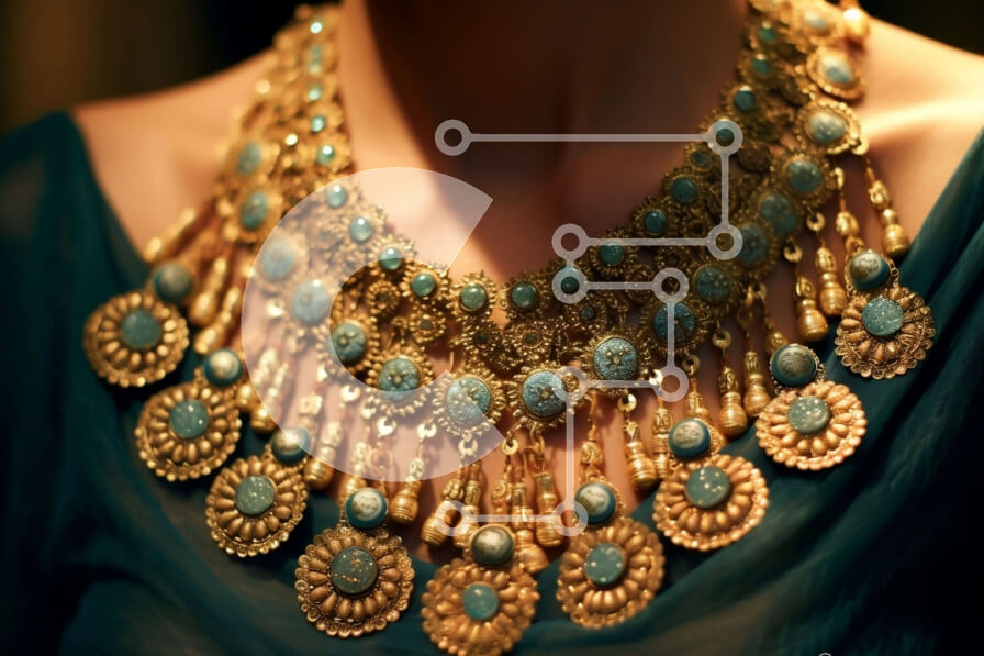 Intra Συλλεκτικό Ξύλινο Παζλ Plywood  4mm - Εκπληκτική γυναίκα με μπλε φόρεμα με χρυσά κοσμήματα Σε Ξύλινο Κουτί - Διαστάσεις Puzzle: 10x10 cm – 25 κομμάτια