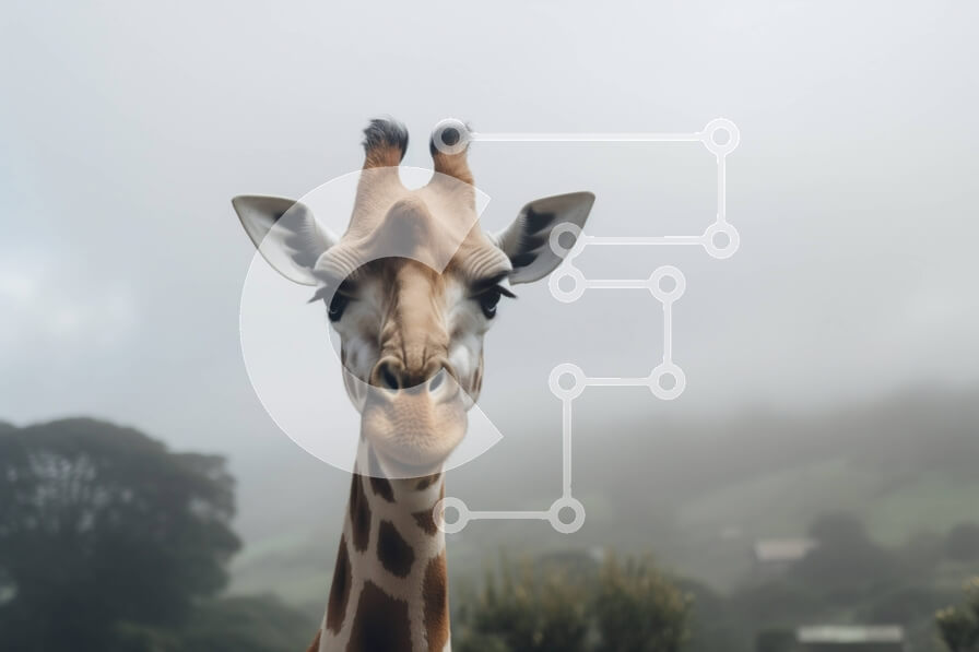 Σετ των 2 Intra Συλλεκτικό Ξύλινο Παζλ Plywood  4mm - Περίεργη καμηλοπάρδαλη σε ένα χορταριασμένο χωράφι Σε Ξύλινο Κουτί - Διαστάσεις: 10x10 cm – 25 κομμάτια