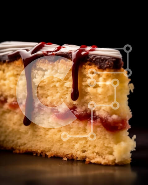 Σετ των 2 Intra Συλλεκτικό Ξύλινο Παζλ Plywood  4mm - Νόστιμη εικόνα κέικ σοκολάτας και βατόμουρου σε μαύρη επιφάνεια Σε Ξύλινο Κουτί - Διαστάσεις: 10x10 cm – 25 κομμάτια