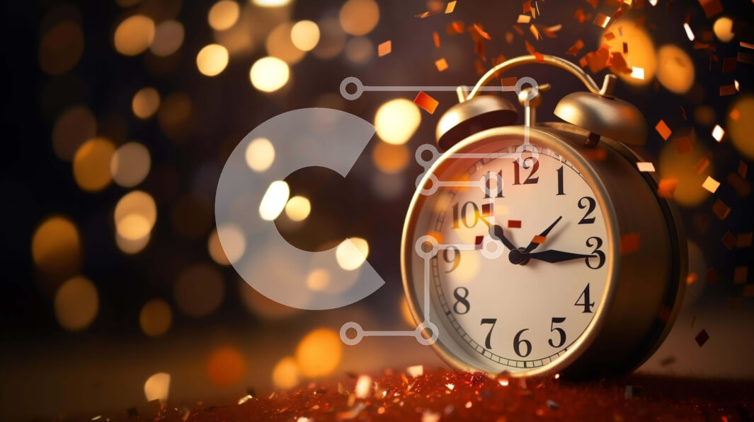 Intra Συλλεκτικό Ξύλινο Παζλ Plywood  4mm - Γιορτή Πρωτοχρονιάς με Ξυπνητήρι και κομφετί Σε Ξύλινο Κουτί - Διαστάσεις: 10x10 cm – 25 κομμάτια