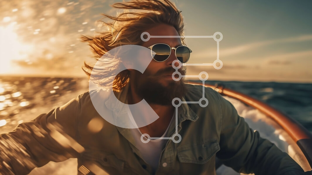 Intra Συλλεκτικό Ξύλινο Παζλ Plywood  4mm - Εκπληκτική εικόνα ενός άνδρα που οδηγεί ένα ταχύπλοο στο ηλιοβασίλεμα Σε Ξύλινο Κουτί - Διαστάσεις Puzzle: 10x10 cm – 25 κομμάτια